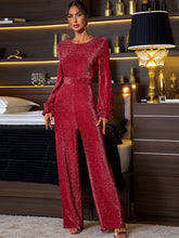 Load image into Gallery viewer, Perfee Cutout Round Neck Long Sleeve Jumpsuit