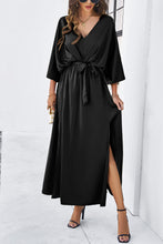 Load image into Gallery viewer, Slit Tied V-Neck Three-Quarter Sleeve Dress
