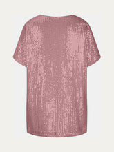 Load image into Gallery viewer, Full Size Sequin V-Neck Short Sleeve Top