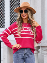 Load image into Gallery viewer, Angel Wings Striped Round Neck Long Sleeve Sweater
