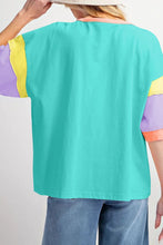 Load image into Gallery viewer, Color Block Round Neck Half Sleeve T-Shirt