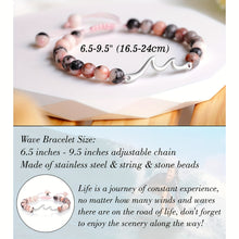 Load image into Gallery viewer, Wave Length Bracelet Inspirational Gifts For Women, Through The Waves Of Life, Life Is Tough But So Are You, A Nature Pink Zebra Stone Encouragement Bracelet Get Well Feel Better Gifts Spiritual Gifts Thoughtful Gifts For Friend