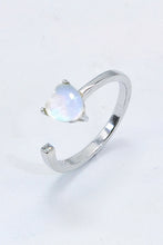 Load image into Gallery viewer, Inlaid Moonstone Heart Adjustable Open Ring