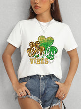 Load image into Gallery viewer, LUCKY VIBES Round Neck Short Sleeve T-Shirt