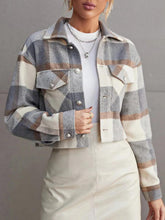 Load image into Gallery viewer, Plaid Collared Neck Button Down Jacket