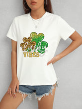 Load image into Gallery viewer, LUCKY VIBES Round Neck Short Sleeve T-Shirt