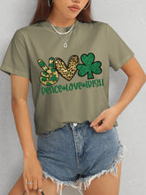 Load image into Gallery viewer, PEACE LOVE IRISH Round Neck Short Sleeve T-Shirt