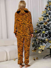 Load image into Gallery viewer, Animal Print Zip Front Lounge Jumpsuit with Pockets