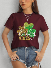 Load image into Gallery viewer, LUCKY VIBES Round Neck Short Sleeve T-Shirt