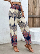 Load image into Gallery viewer, Printed Smocked High Waist Pants