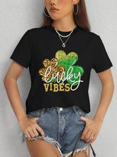 Load image into Gallery viewer, LUCKY VIBES Round Neck Short Sleeve T-Shirt