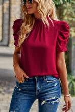 Load image into Gallery viewer, Tie Back Gathered Detail Puff Sleeve Top