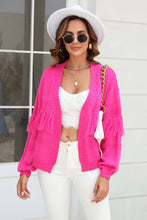 Load image into Gallery viewer, Fringe Trim Open Front Cardigan