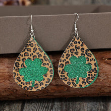 Load image into Gallery viewer, Leopard Hollowed Leather Teardrop Earrings