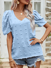 Load image into Gallery viewer, Swiss Dot Short Puff Sleeve Top