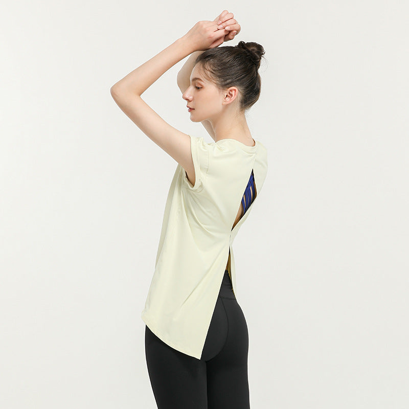 New Elegant Quick-Drying Sportswear T-shirt Fashion Yoga Clothes Sexy Beauty Back Top Internet Celebrity Workout Clothes Women