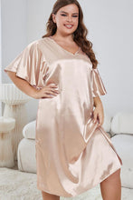 Load image into Gallery viewer, Plus Size Flutter Sleeve V-Neck Side Slit Night Gown