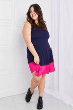 Load image into Gallery viewer, Yelete Full Size Two-Tone Sleeveless Mini Dress with Pockets