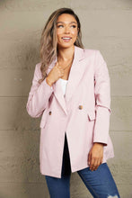 Load image into Gallery viewer, Double Take Double-Breasted Padded Shoulder Blazer with Pockets