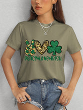 Load image into Gallery viewer, PEACE LOVE IRISH Round Neck Short Sleeve T-Shirt