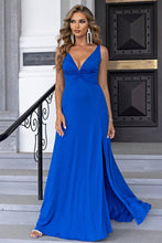 Load image into Gallery viewer, Twisted Slit Plunge Maxi Dress