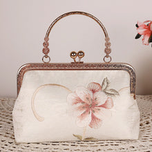 Load image into Gallery viewer, Hand-embroidered embroidery KissLock harmonic mouth gold bag small fresh style evening bag