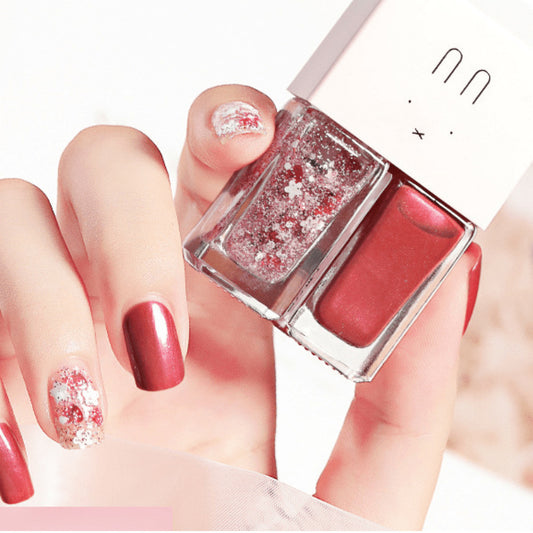 💅Traci K Beauty Nail Polish New fast-drying Long shelf lasting double color sequin armor oil free toaster oil set make-up