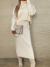 Load image into Gallery viewer, Turtleneck Dropped Shoulder Sweater and Midi Dress Sweater Set