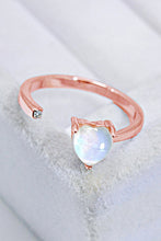 Load image into Gallery viewer, Inlaid Moonstone Heart Adjustable Open Ring