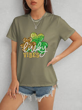 Load image into Gallery viewer, LUCKY VIBES Round Neck Short Sleeve T-Shirt