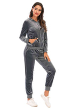 Load image into Gallery viewer, Zip-Up Hooded Jacket and Pants Set