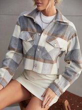 Load image into Gallery viewer, Plaid Collared Neck Button Down Jacket