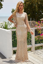 Load image into Gallery viewer, Sequin Fringe Sleeve Maxi Dress