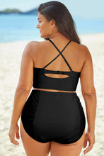 Load image into Gallery viewer, Halter Neck Crisscross Ruched Two-Piece Swimsuit