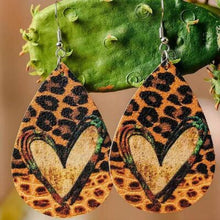 Load image into Gallery viewer, PU Leather Leopard Teardrop Earrings