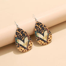 Load image into Gallery viewer, PU Leather Leopard Teardrop Earrings