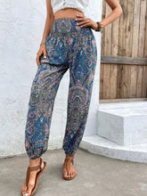 Load image into Gallery viewer, Printed Smocked Waist Pants