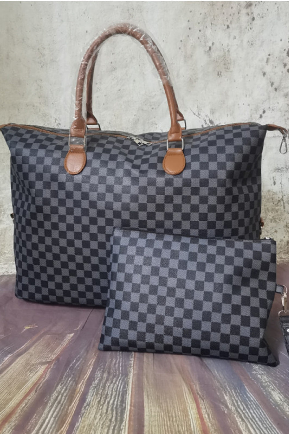 Traci K Checkered Two-Piece Bag Set