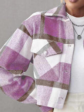 Load image into Gallery viewer, Plaid Collared Neck Button Down Jacket