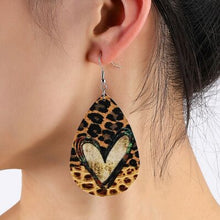 Load image into Gallery viewer, PU Leather Leopard Teardrop Earrings