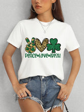Load image into Gallery viewer, PEACE LOVE IRISH Round Neck Short Sleeve T-Shirt