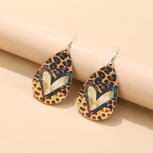 Load image into Gallery viewer, PU Leather Leopard Teardrop Earrings