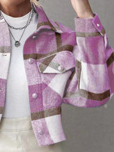 Load image into Gallery viewer, Plaid Collared Neck Button Down Jacket