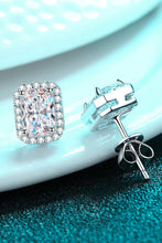 Load image into Gallery viewer, Baeful 1 Carat Moissanite Rhodium-Plated Square Stud Earrings