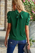 Load image into Gallery viewer, Tie Back Gathered Detail Puff Sleeve Top