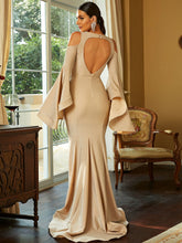 Load image into Gallery viewer, Glitter Cold-Shoulder Open Back Dress