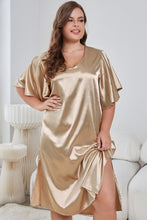 Load image into Gallery viewer, Plus Size Flutter Sleeve V-Neck Side Slit Night Gown