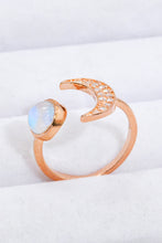 Load image into Gallery viewer, Natural Moonstone and Zircon Sun & Moon Open Ring