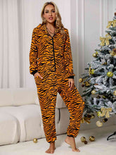 Load image into Gallery viewer, Animal Print Zip Front Lounge Jumpsuit with Pockets