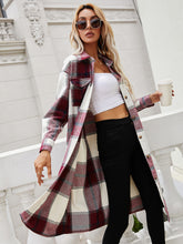 Load image into Gallery viewer, Plaid Longline Shirt Jacket